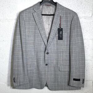 Tommy Hilfiger Men's Modern-Fit Windowpane Sport Coat Light Grey 48R $295